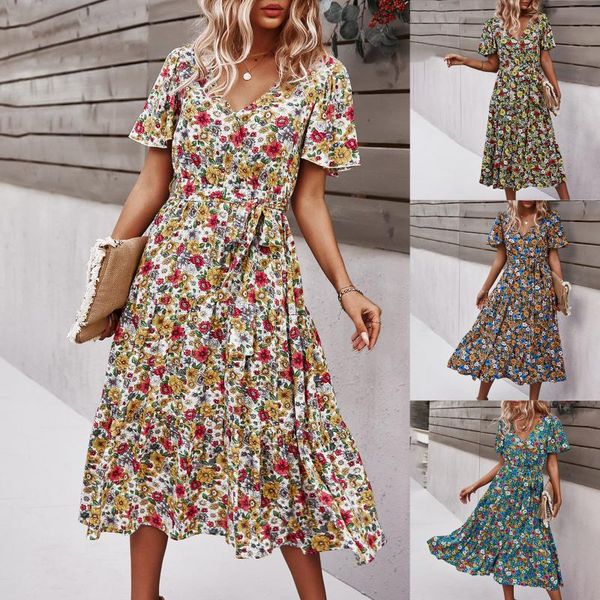 large size women dress new fashion floral printing v-neck loose midi dress casual daily ruffles short sleeve summer, Black;gray
large size women dress new fashion floral printing v-neck loose midi dress casual daily ruffles short sleeve summer, Black;gray