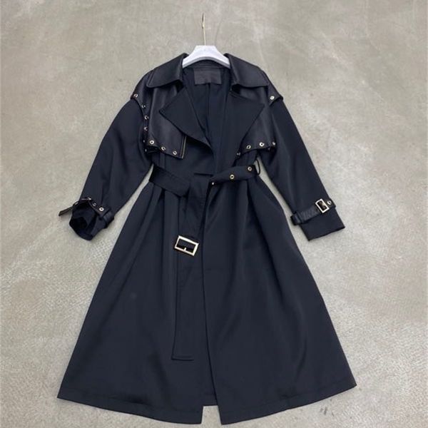 2021 designer korea autumn/long autumn coat open belt chic female classic jacket pfct, Black;brown
2021 designer korea autumn/long autumn coat open belt chic female classic jacket pfct, Black;brown