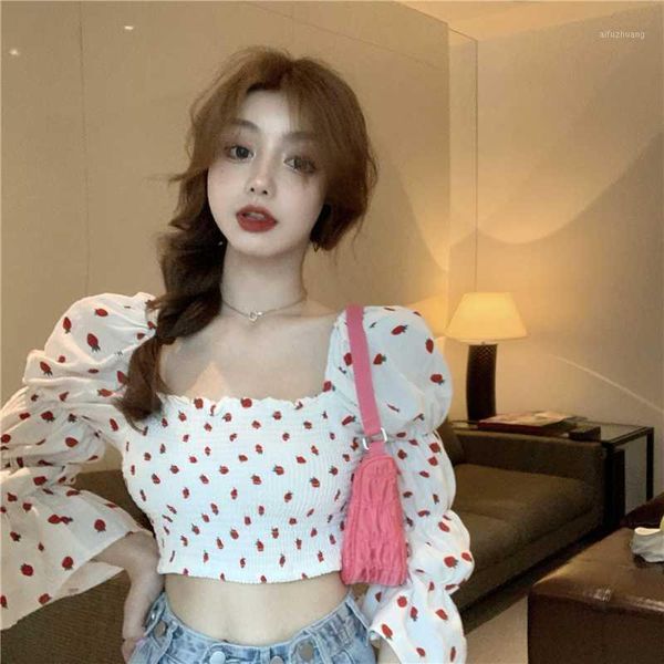 women crop 2020 summer fashion square collar puff sleeve chiffon blouses cartoon strawberry print blouse sweet style shirt1, White
women crop 2020 summer fashion square collar puff sleeve chiffon blouses cartoon strawberry print blouse sweet style shirt1, White