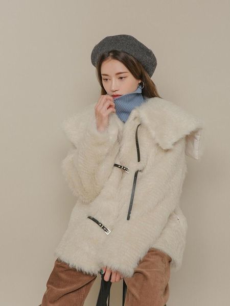 women's fur & faux 2021 lamb ring short thick warm plush coat women winter jacket woman turn-down collar, Black
women's fur & faux 2021 lamb ring short thick warm plush coat women winter jacket woman turn-down collar, Black