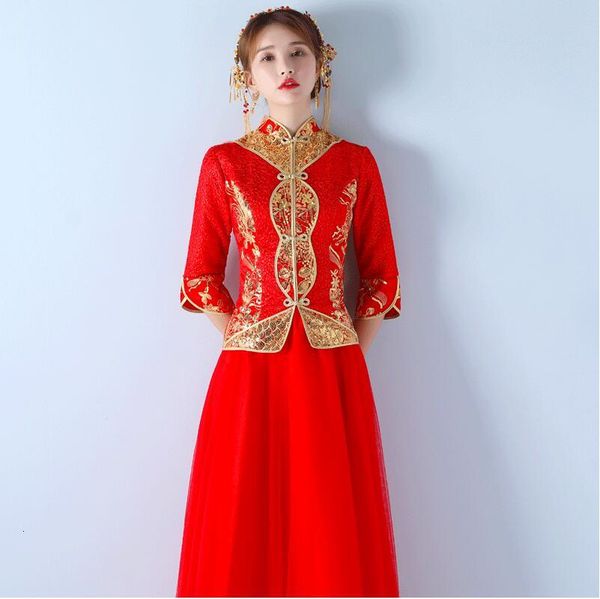 oriental china bridal sheath lace half sleeves long bridal gown chinese style brand new elegant hand embroidery cheongsam winter bride, Red
oriental china bridal sheath lace half sleeves long bridal gown chinese style brand new elegant hand embroidery cheongsam winter bride, Red