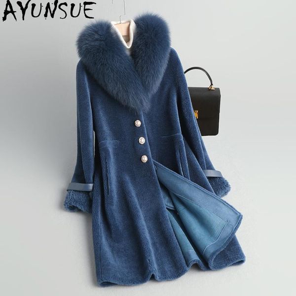 women's fur & faux ayunsue 100% wool real coat female warm woman jacket autumn winter clothes women collar 2021 manteau femme hiver lw, Black
women's fur & faux ayunsue 100% wool real coat female warm woman jacket autumn winter clothes women collar 2021 manteau femme hiver lw, Black