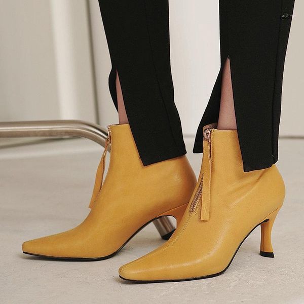 boots zippers ankle women autumn winter genuine leather party office shoes woman pointed toe short1, Black
boots zippers ankle women autumn winter genuine leather party office shoes woman pointed toe short1, Black