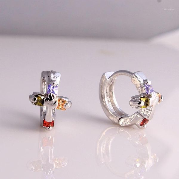 silver color cross hoop earring with colorful zircon very women hoop earring gift distribution1, Golden;silver
silver color cross hoop earring with colorful zircon very women hoop earring gift distribution1, Golden;silver