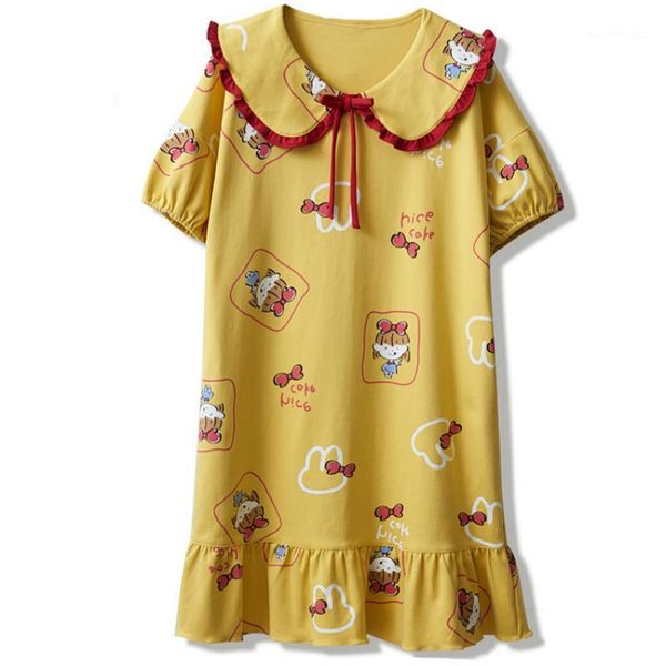 women's sleepwear -4xl 2021 large size lapels fashion comfort cute cartoon printed nightgown women's summer girls' home clot, Black;red
women's sleepwear -4xl 2021 large size lapels fashion comfort cute cartoon printed nightgown women's summer girls' home clot, Black;red