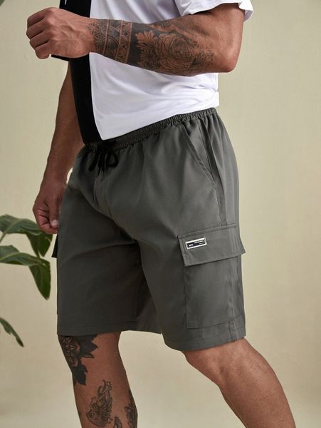 extended sizes men letter patched detail flap pocket side drawstring waist shorts o8ob#, Black
extended sizes men letter patched detail flap pocket side drawstring waist shorts o8ob#, Black