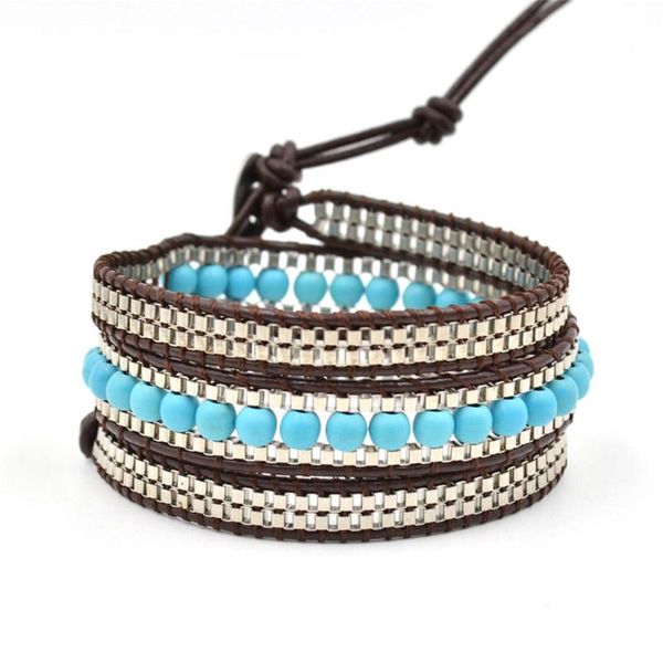 tennis 3 layers turquois e beads punk chain wrap bracelets for women natural stone leather braided boho bracelet fashion jewelry gift, Golden;silver
tennis 3 layers turquois e beads punk chain wrap bracelets for women natural stone leather braided boho bracelet fashion jewelry gift, Golden;silver