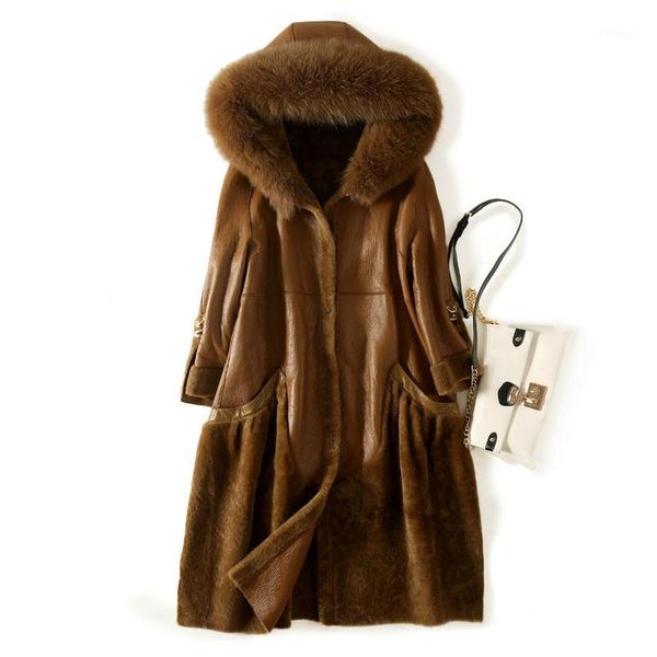 women's fur & faux real coat genuine leather jacket natural wool collar autumn winter women clothes 2021 korean zt12251, Black
women's fur & faux real coat genuine leather jacket natural wool collar autumn winter women clothes 2021 korean zt12251, Black