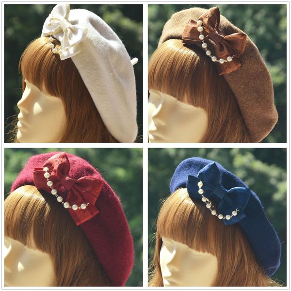 biamoxer vintage women lolita gothic wool bow elegant womens lolita pearl bow wool beret hat sailor artist painter cap gifts 201026, Blue;gray
biamoxer vintage women lolita gothic wool bow elegant womens lolita pearl bow wool beret hat sailor artist painter cap gifts 201026, Blue;gray