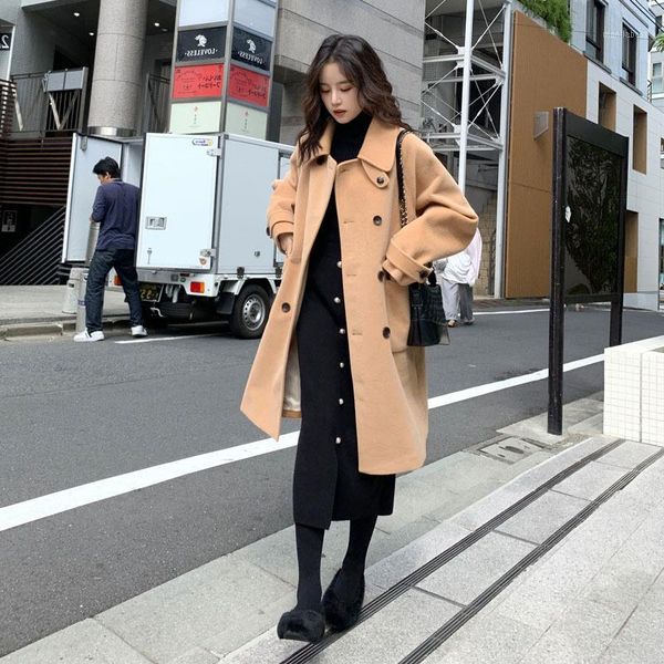 2020 women new style long slim woolen overcoat lady double-sided loose and thin winter clothes female double breasted coat1, Black
2020 women new style long slim woolen overcoat lady double-sided loose and thin winter clothes female double breasted coat1, Black