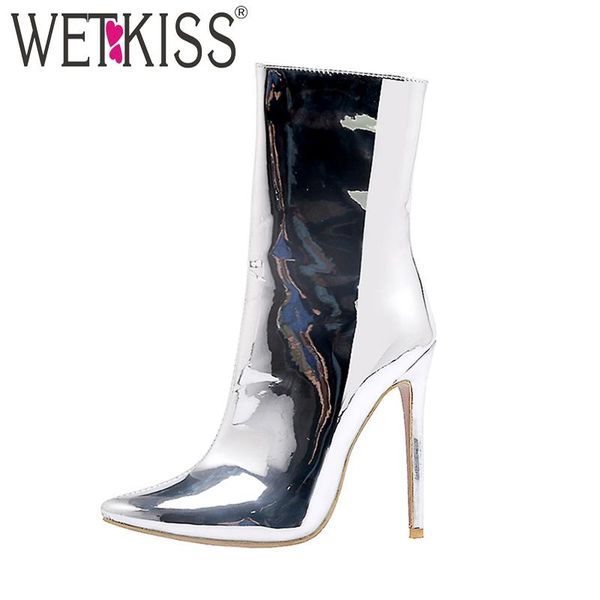 wetkiss patent pu mid-calf boots women high heels thin boot female party shoes ladies zip pointed toe shoes winter plus size 48, Black
wetkiss patent pu mid-calf boots women high heels thin boot female party shoes ladies zip pointed toe shoes winter plus size 48, Black