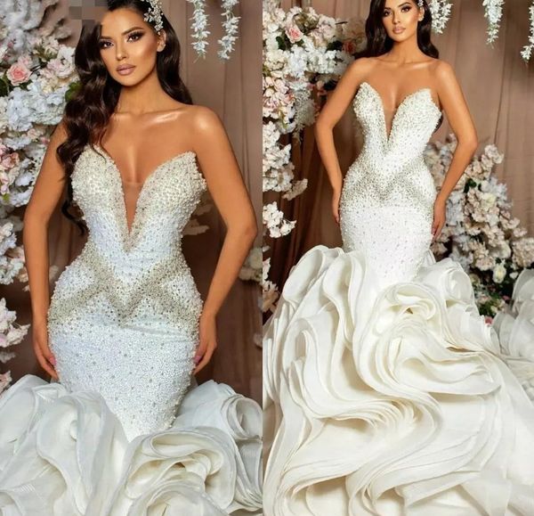 wedding dress mermaid strapless ruffle bridal gowns long train crystal beaded diamond luxury formal custom size saudi arabia vestido de noiv, White
wedding dress mermaid strapless ruffle bridal gowns long train crystal beaded diamond luxury formal custom size saudi arabia vestido de noiv, White