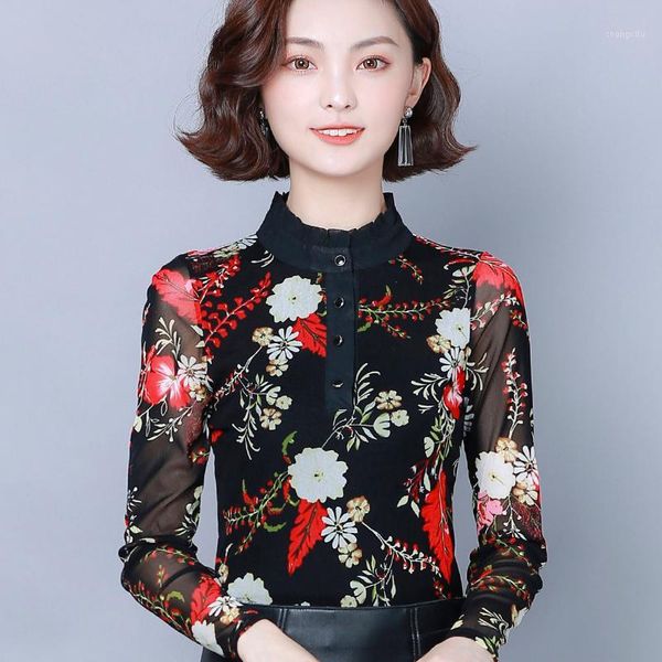 spring black floral chiffon female blouses shirts korea peinted office blouse shirts mesh bottoming women blusas shirt1, White
spring black floral chiffon female blouses shirts korea peinted office blouse shirts mesh bottoming women blusas shirt1, White