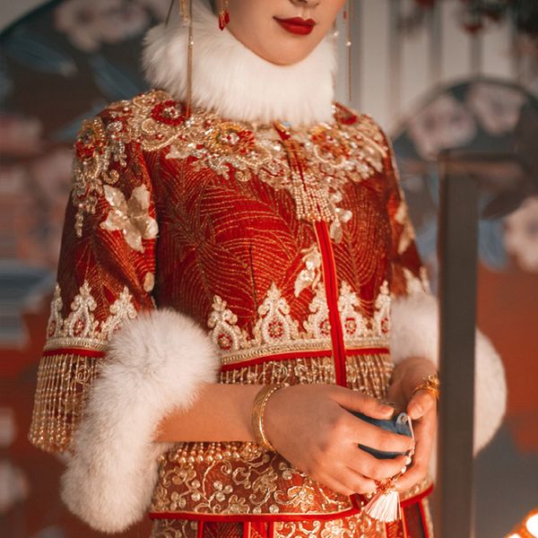 xiuhe clothing autumn winter warm scarf shawl women's chinese wedding dress accessories dragon and phoenix coat fur collar cape, Blue;gray
xiuhe clothing autumn winter warm scarf shawl women's chinese wedding dress accessories dragon and phoenix coat fur collar cape, Blue;gray