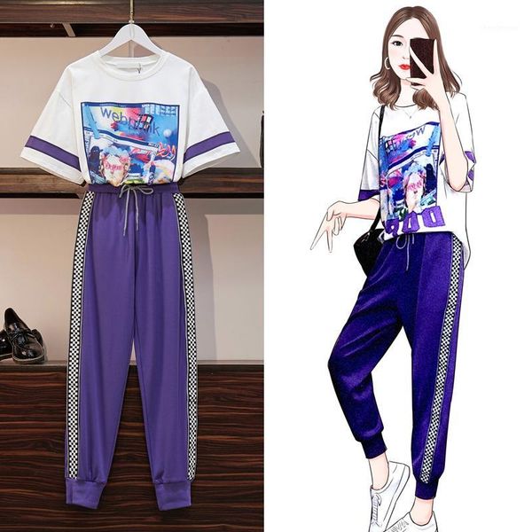 l-4xl women's summer new sports suit women's fashion printing t-shirt + casual trousers two-piece female large size loose suit1, Gray
l-4xl women's summer new sports suit women's fashion printing t-shirt + casual trousers two-piece female large size loose suit1, Gray