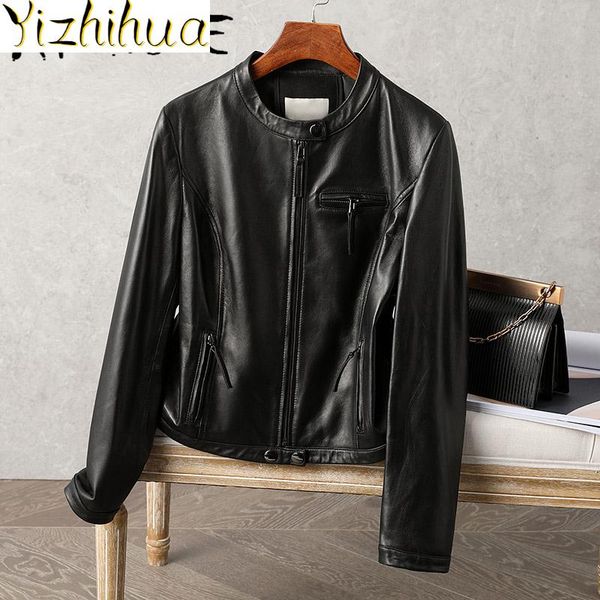 women's leather & faux coat 100% real sheepskin female spring autumn clothes 2021 moto biker natural genuine jacket women chaqueta 5029, Black
women's leather & faux coat 100% real sheepskin female spring autumn clothes 2021 moto biker natural genuine jacket women chaqueta 5029, Black