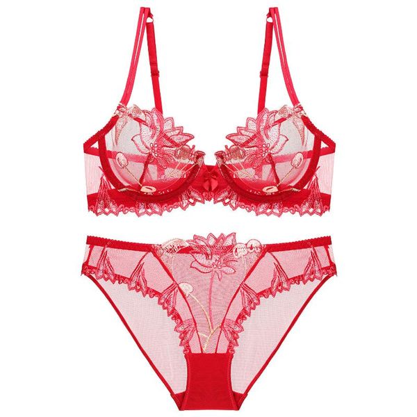 ultra-thin bra set cherry embroidered bra large transparent gauze seduction underwear, Red;black
ultra-thin bra set cherry embroidered bra large transparent gauze seduction underwear, Red;black