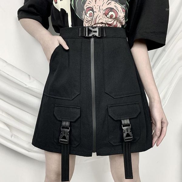 fashion women's solid color uniform buckle high waist zipper a-line skirt tunic pocket party club harajuku skirts vestidos#g31, Black
fashion women's solid color uniform buckle high waist zipper a-line skirt tunic pocket party club harajuku skirts vestidos#g31, Black