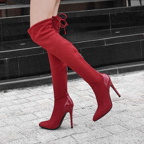 boots deat 2021 autumn and winter fashion casual pointed toe solid color lace up over knee long shoes for women sh121, Black
boots deat 2021 autumn and winter fashion casual pointed toe solid color lace up over knee long shoes for women sh121, Black