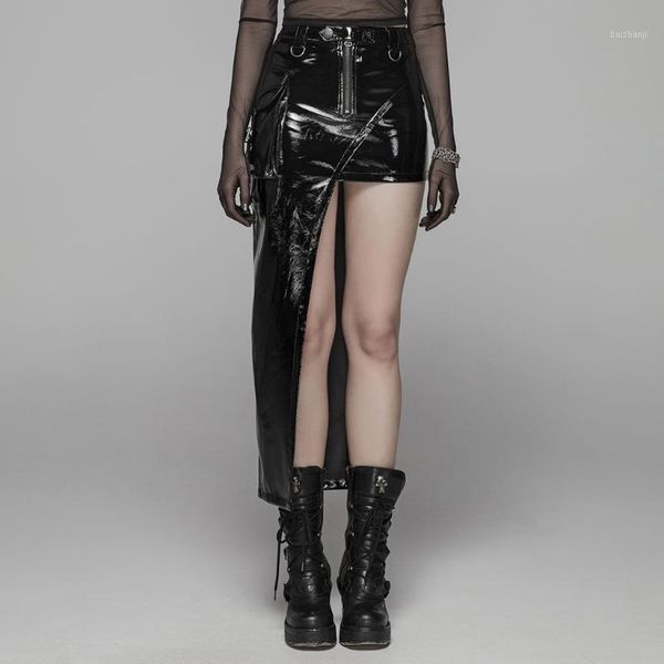 punk race women punk asymmetric skirt bright pu slim fit metal zipper personality handsome short skirt1, Black
punk race women punk asymmetric skirt bright pu slim fit metal zipper personality handsome short skirt1, Black