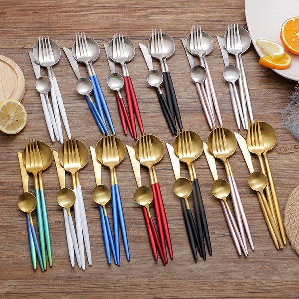 24pcs/set 18/10 stainless steel dinner black gold dinnerware set knife fork spoon cutlery set kitchen tableware silverware sets
24pcs/set 18/10 stainless steel dinner black gold dinnerware set knife fork spoon cutlery set kitchen tableware silverware sets