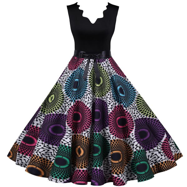 vintage summer print sleeveless evening party dress for women female fashion dresses, Black;gray
vintage summer print sleeveless evening party dress for women female fashion dresses, Black;gray