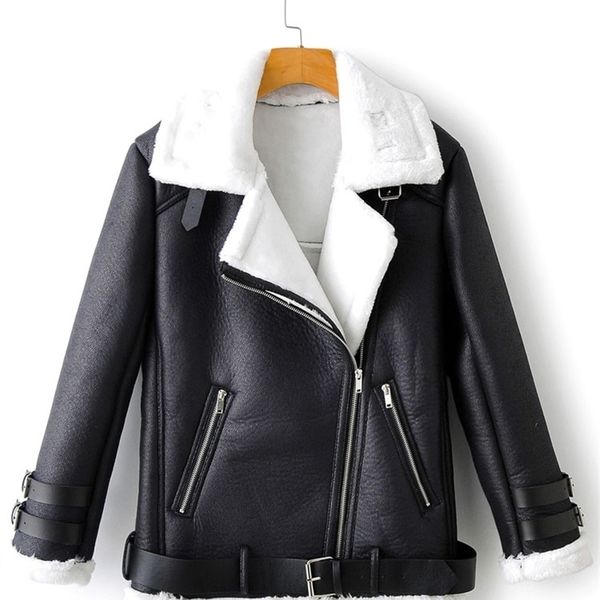 fur integrated warm belt zipper plus velvet pu windproof chic women's jacket korean lamb wool motorcycle female coat 201030, Black;brown
fur integrated warm belt zipper plus velvet pu windproof chic women's jacket korean lamb wool motorcycle female coat 201030, Black;brown