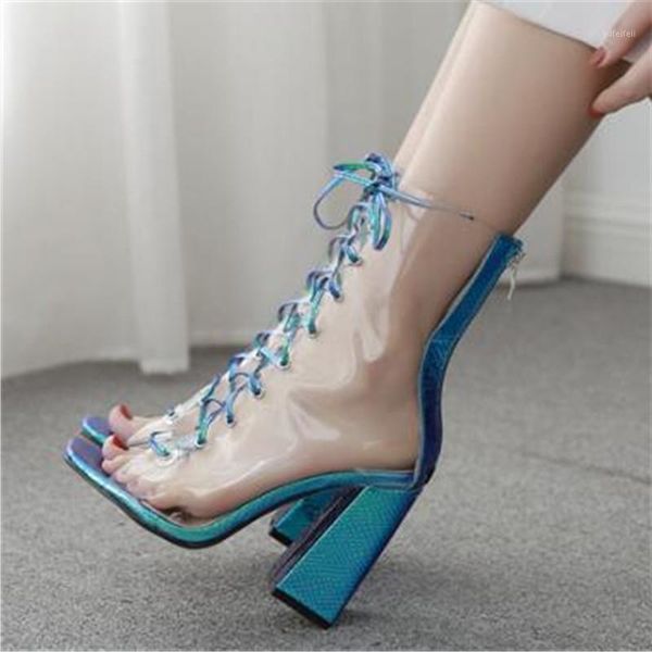 new women high heel sandals boots square heel fashion pvc leather lace up show cool boots nightclubs model female 421, Black
new women high heel sandals boots square heel fashion pvc leather lace up show cool boots nightclubs model female 421, Black