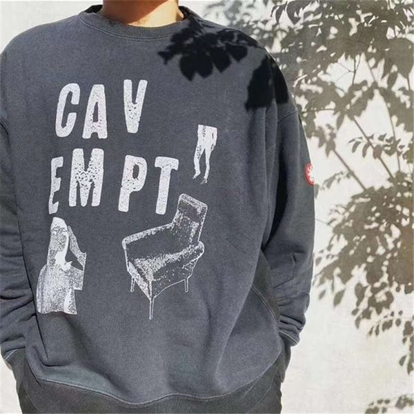 cav empt ce overdye chair crewneck men women cavempt cav empt hoodie, Black