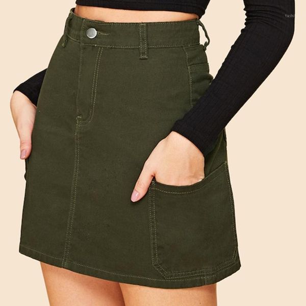 women high waist skirt summer casual style simple button pockets mini skirts for ladies solid green evening party club skirt1, Black
women high waist skirt summer casual style simple button pockets mini skirts for ladies solid green evening party club skirt1, Black