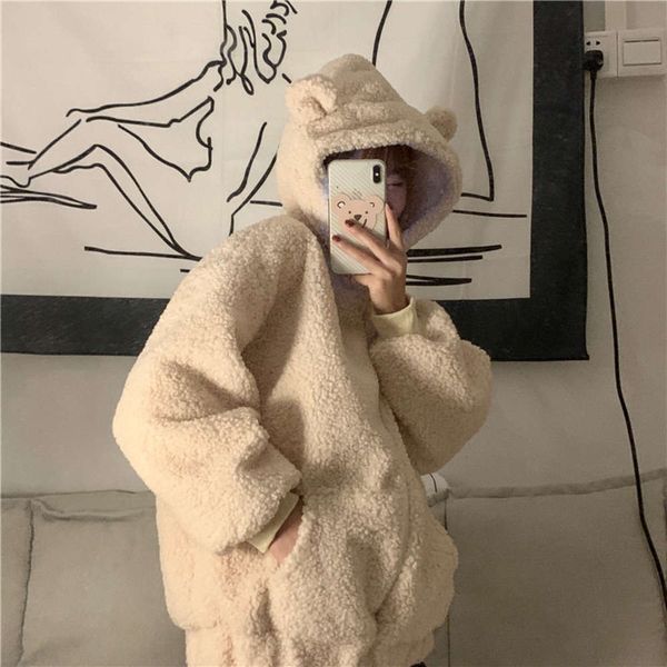 ia fried chicken cute lamb plush bear ear hooded sweate1r women ins casual cardigan coatvip1q, Black
ia fried chicken cute lamb plush bear ear hooded sweate1r women ins casual cardigan coatvip1q, Black