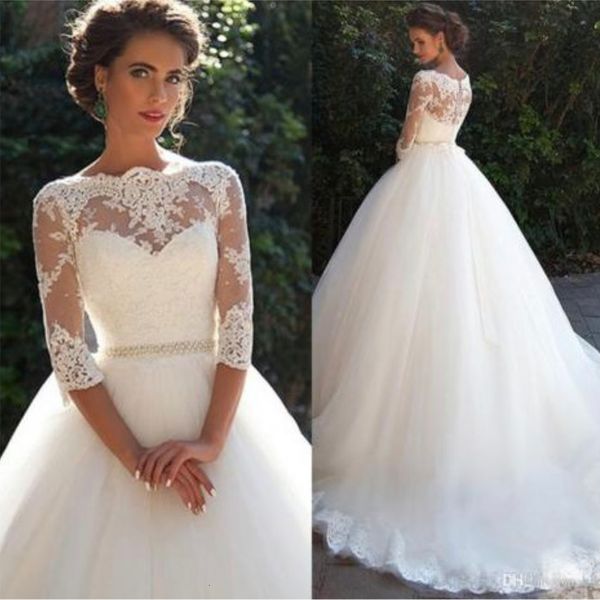 2021 new three-quarters ball dress custom vintage wedding train tulle mariage babj, White
2021 new three-quarters ball dress custom vintage wedding train tulle mariage babj, White