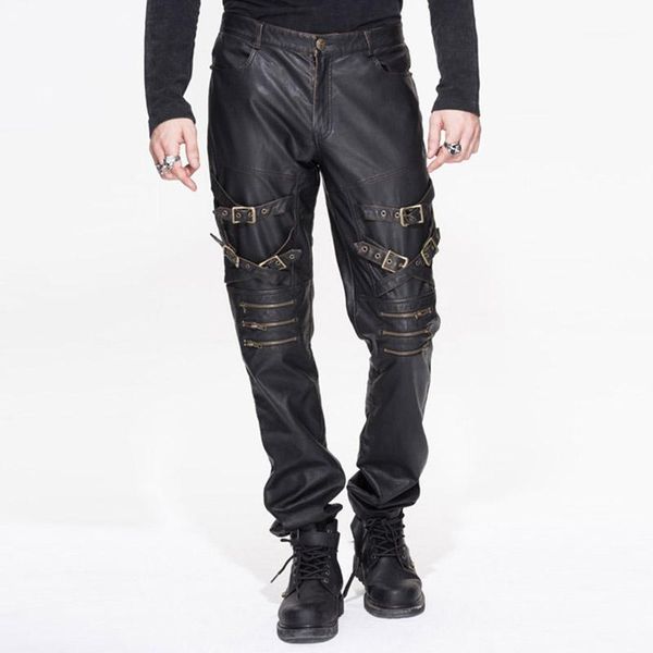 wholesale- 2016 autumn winter shiny gothic england punk rock street straight male long trousers pu hip hop metal men grommet straps pants1, Black
wholesale- 2016 autumn winter shiny gothic england punk rock street straight male long trousers pu hip hop metal men grommet straps pants1, Black