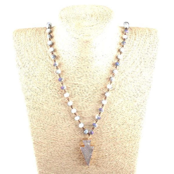pendant necklaces fashion glass crystal rosary chain link druzy arrowhead women ethnic necklace, Silver
pendant necklaces fashion glass crystal rosary chain link druzy arrowhead women ethnic necklace, Silver