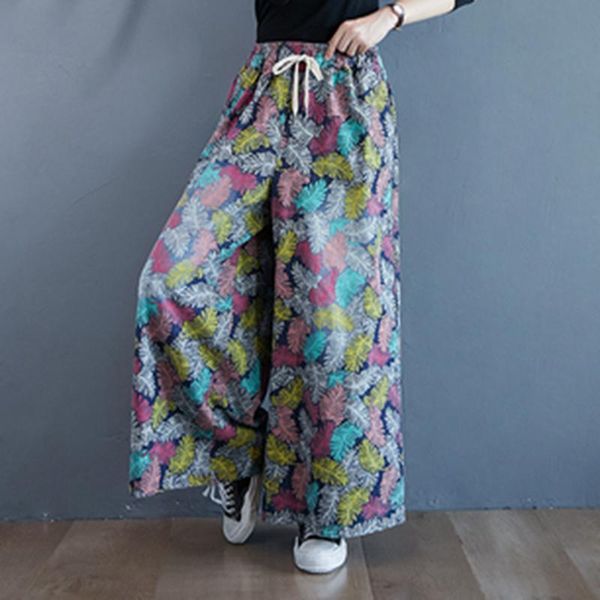 women's jeans arrival autumn arts style women loose casual elastic waist wide leg pants all-matched vintga print cotton linen a583, Blue
women's jeans arrival autumn arts style women loose casual elastic waist wide leg pants all-matched vintga print cotton linen a583, Blue