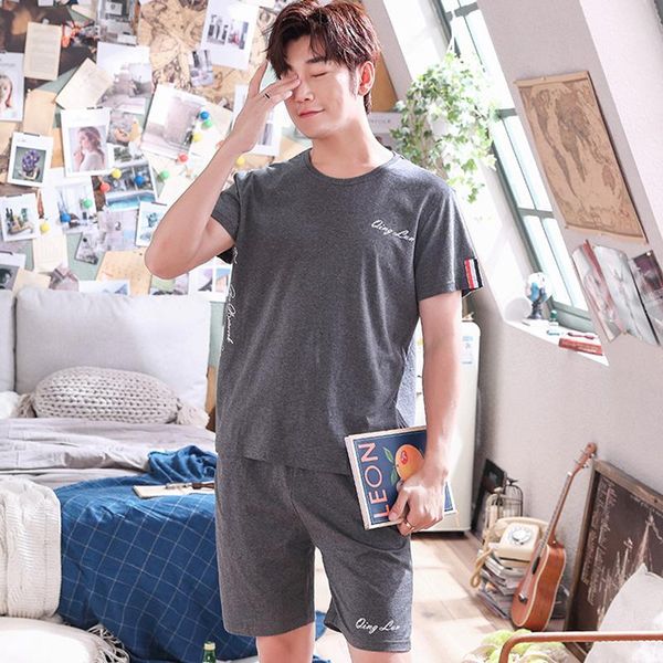 summer loose leisure men sleepwear men's pajamas set cotton men's short sleeve loungewear suit fashiontracksuit set1, Black;brown
summer loose leisure men sleepwear men's pajamas set cotton men's short sleeve loungewear suit fashiontracksuit set1, Black;brown