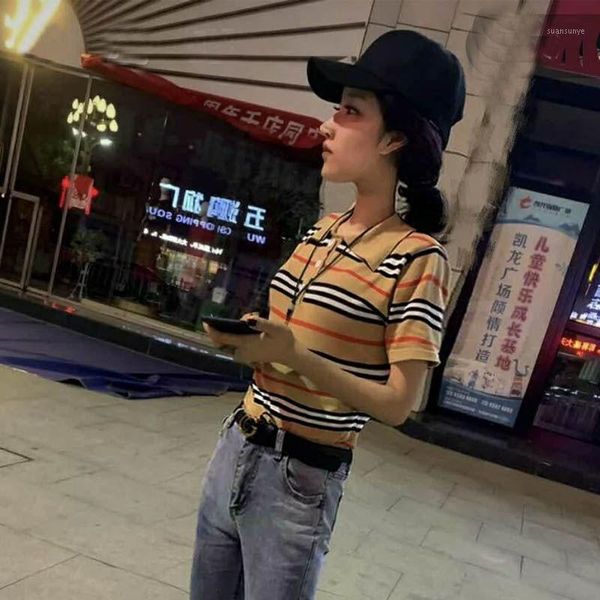 women's clothes fast hand net red with short sleeve lapels ice silk knitted striped short sleeve shirt t-shirt1, White
women's clothes fast hand net red with short sleeve lapels ice silk knitted striped short sleeve shirt t-shirt1, White