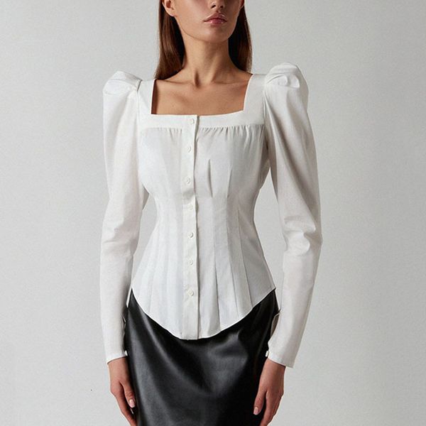 2021 new women spring square collar slim blouses casual long sleeve pleated shirt autumn solid female irregular cardigan cxqx, White
2021 new women spring square collar slim blouses casual long sleeve pleated shirt autumn solid female irregular cardigan cxqx, White