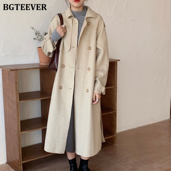 bgteever winter single-breasted lace-up woolen coats women turn-down collar pockets female overcoats vintage blend coat femme, Tan;black
bgteever winter single-breasted lace-up woolen coats women turn-down collar pockets female overcoats vintage blend coat femme, Tan;black
