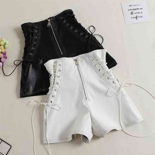 autumn women pu shorts tie high waist shorts female casual black all match wide leg pants ab1170, White;black
autumn women pu shorts tie high waist shorts female casual black all match wide leg pants ab1170, White;black