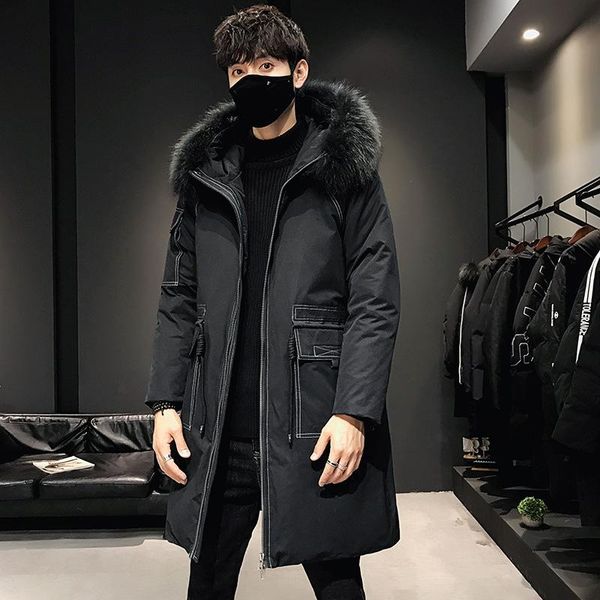 down jacket men 2020 new thickened warm white duck down, Black