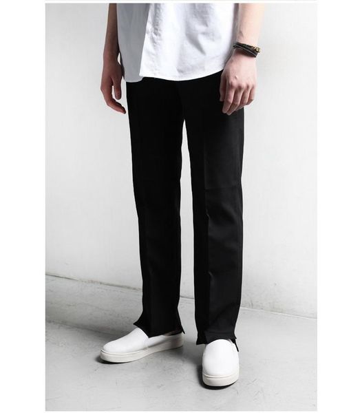 men's casual loose pants, split suit pants, slim straight fashion brand, Black