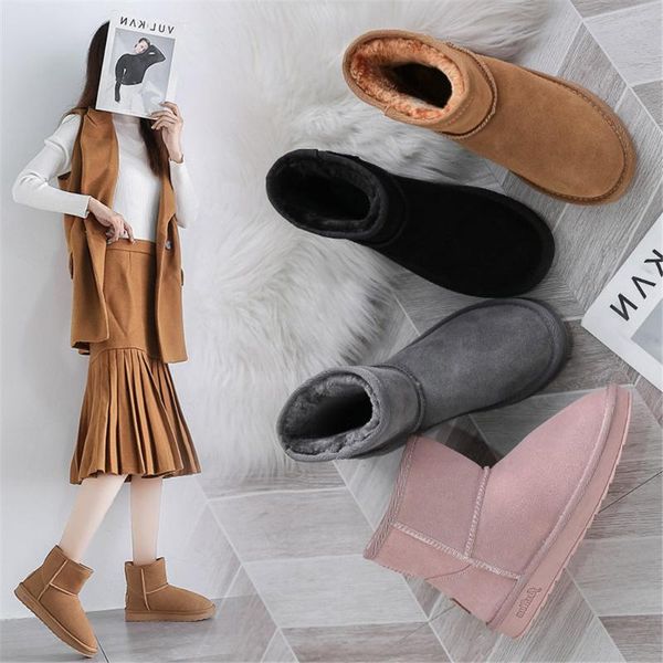 layumi's women thickened snow boots women genuine leather cow suede plus plush short boots round toe warm non-slip trendy, Black
layumi's women thickened snow boots women genuine leather cow suede plus plush short boots round toe warm non-slip trendy, Black