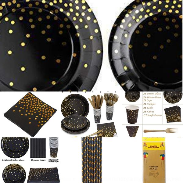 4mtid bronzing black dot tableware tableware tissue set tissuethickened paper pie paper plate goldenfork spoon cup towel party decoration ti
4mtid bronzing black dot tableware tableware tissue set tissuethickened paper pie paper plate goldenfork spoon cup towel party decoration ti
