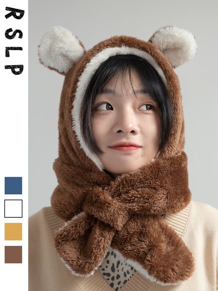 ru su liang pin 2020 winter new cute plush bear ear scarf neck hat one piece korean version, Blue;gray
ru su liang pin 2020 winter new cute plush bear ear scarf neck hat one piece korean version, Blue;gray