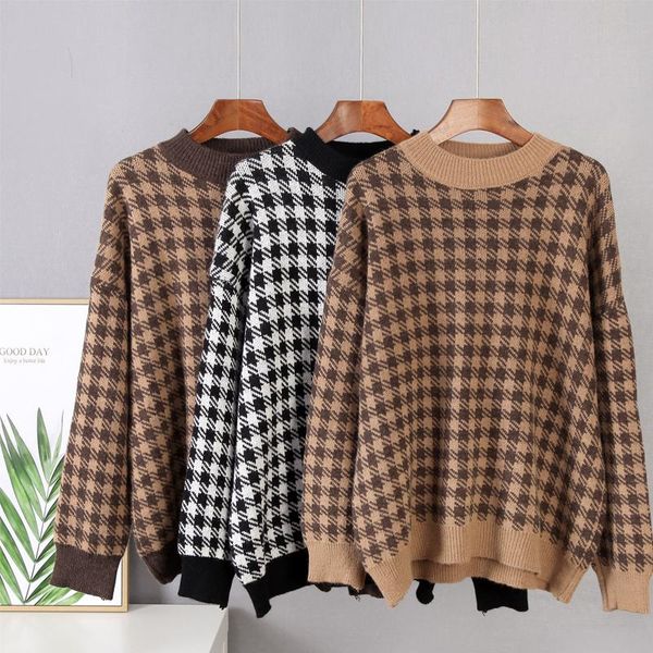 houndstooth cashmere sweater women loose casual knitted pullovers autumn soft knitwear female retro jumper, White;black
houndstooth cashmere sweater women loose casual knitted pullovers autumn soft knitwear female retro jumper, White;black