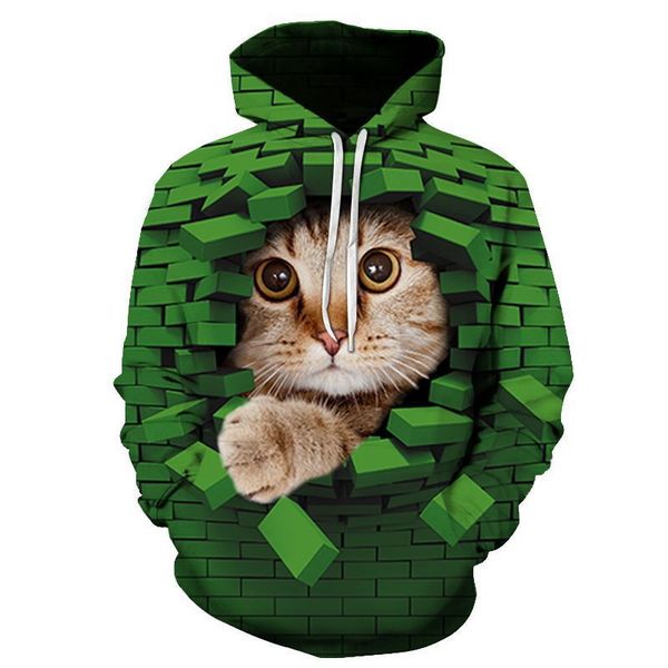 men's creative design wall 3d digital print pullovers drawstring hood casual cat hoodies sweatshirts long sleeve 3d hoodies q1225, Black
men's creative design wall 3d digital print pullovers drawstring hood casual cat hoodies sweatshirts long sleeve 3d hoodies q1225, Black