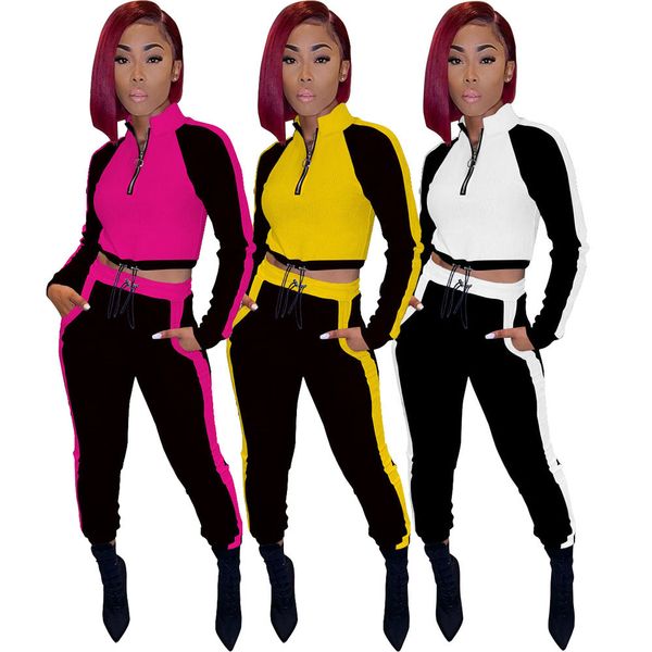 women tracksuits two piece set fashion contrast color stitching zipper drawstring trousers outfits ladies casual sports clothing, Gray
women tracksuits two piece set fashion contrast color stitching zipper drawstring trousers outfits ladies casual sports clothing, Gray