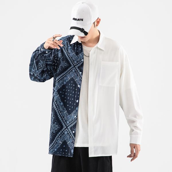 2021 brand spring autumn long sleeves new patchwork white collar korea style shirt for men's clothing 1vpa, White;black
2021 brand spring autumn long sleeves new patchwork white collar korea style shirt for men's clothing 1vpa, White;black