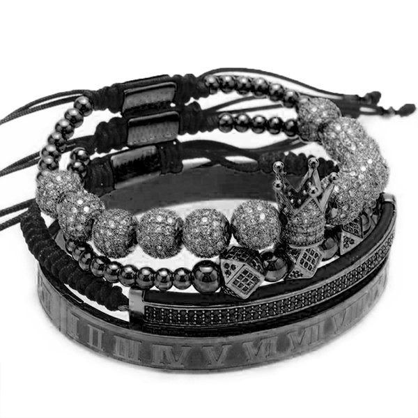 factory outlet 4pcs/set handmade braiding bracelet gold hip hop men pave cz zircon crown roman numeral luxury jewelry gift valentine's, Golden;silver
factory outlet 4pcs/set handmade braiding bracelet gold hip hop men pave cz zircon crown roman numeral luxury jewelry gift valentine's, Golden;silver